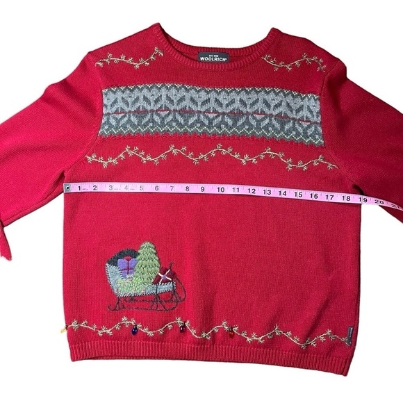 Woolrich Embroidered Sleigh Wool/Cotton Blend Christmas Holiday Sweater MP - Picture 8 of 10